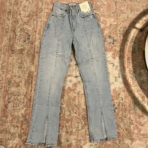 Abercrombie & Fitch Light Blue Women's High-Rise Split-Hem Jeans